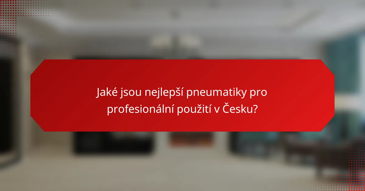 Jaké jsou nejlepší pneumatiky pro profesionální použití v Česku?