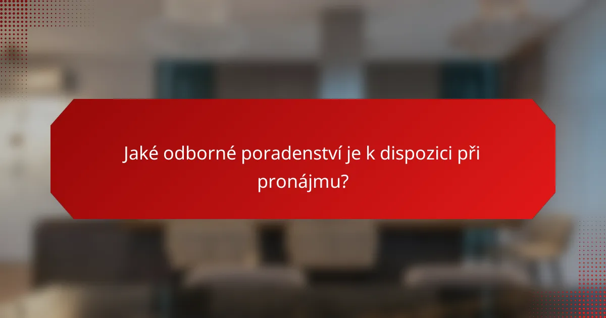 Jaké odborné poradenství je k dispozici při pronájmu?