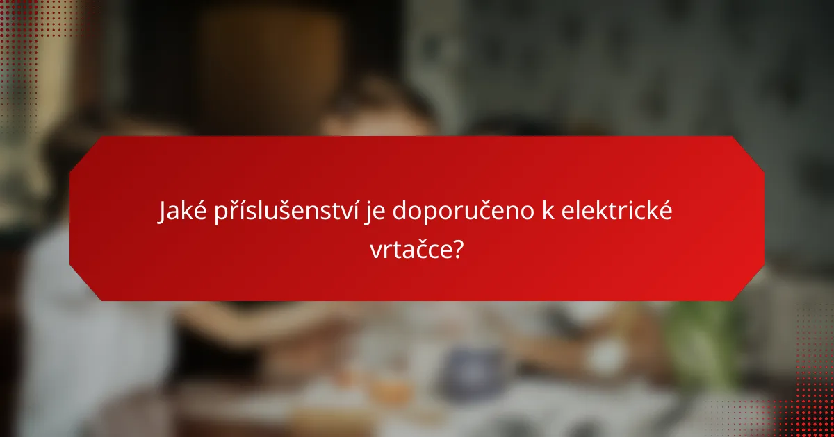 Jaké příslušenství je doporučeno k elektrické vrtačce?